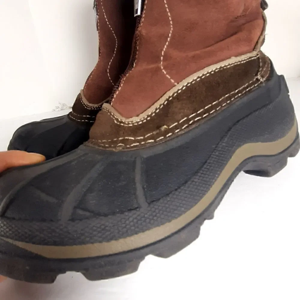 Sorel Women's Powder Edge Suede Brown Front Zip Insulated Snow Boots Size 6